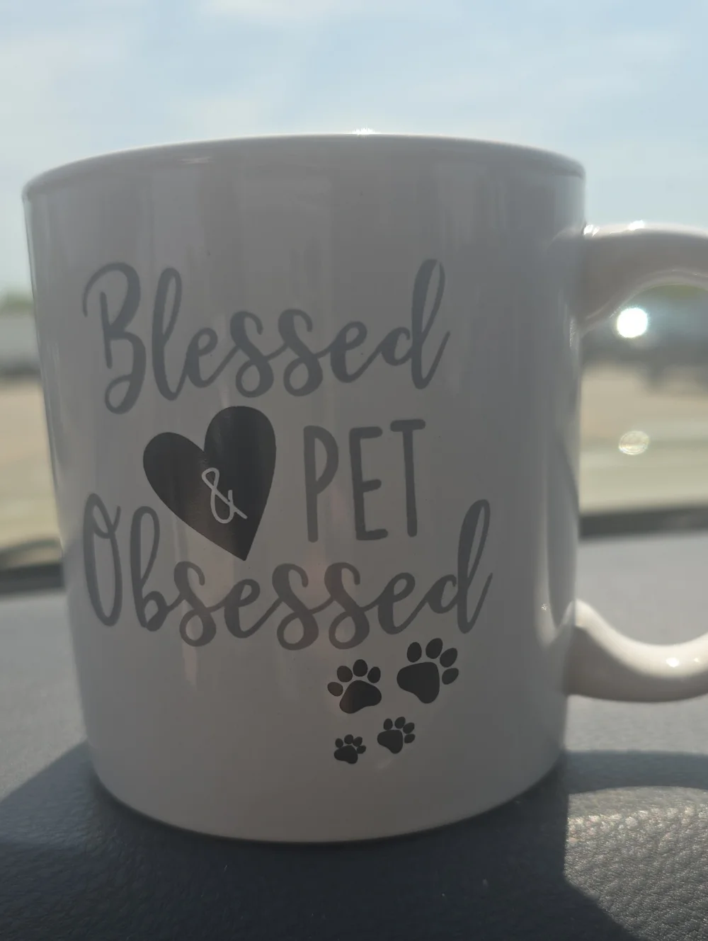 Royal Norfolk White Mug with Gray 'Blessed & Pet Obsessed' Design
